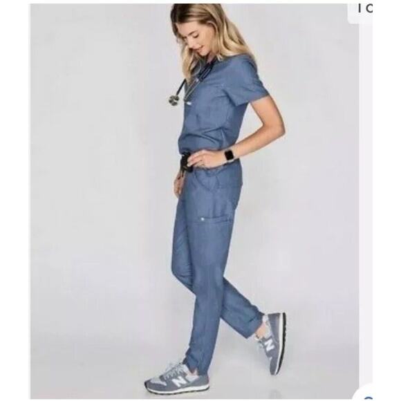 Figs Women's Straight Leg Pants - Blue - Picture 2 of 14